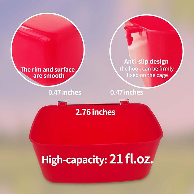 12 Pack Feeder Waterer Chicken 21 oz Food Water Cage Cups Rabbit Puppy Cat Hanging Feeding Dish Coop Bowl Watering Container Treats Drinker for Pigeon Bird Bath Basin Hamster Bed