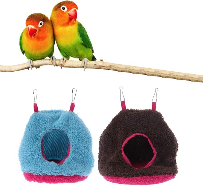 Parrot Snuggle Warm Nest Hammock Tent Small Pet Winter Bed House with 2 Metal Hooks for Parakeet Macaw Gerbil