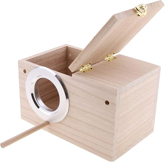 7.7" x4.7" Birds Nest Box Lovebird House Wood Parakeet Budgie Cockatiel Breeding Nest Box Cage Wood House for Finch Lovebirds Cockatiel Budgie Conure Parrot