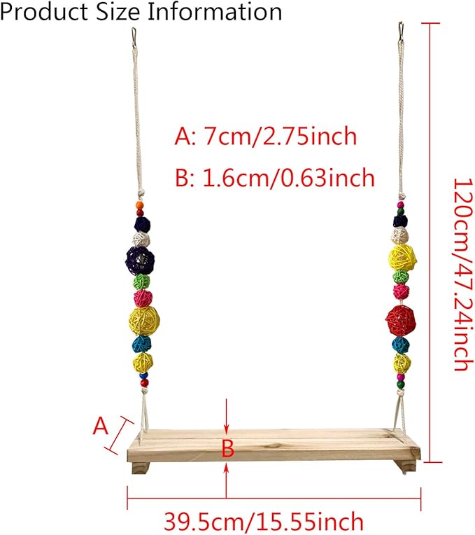 Chicken Swing and Perch - Handmade Wood Stand Coop Toy for Hens - Accessories Ladder for Poultry Run - Large Bird Parrot Hen Macaw Rooster Chick Toy