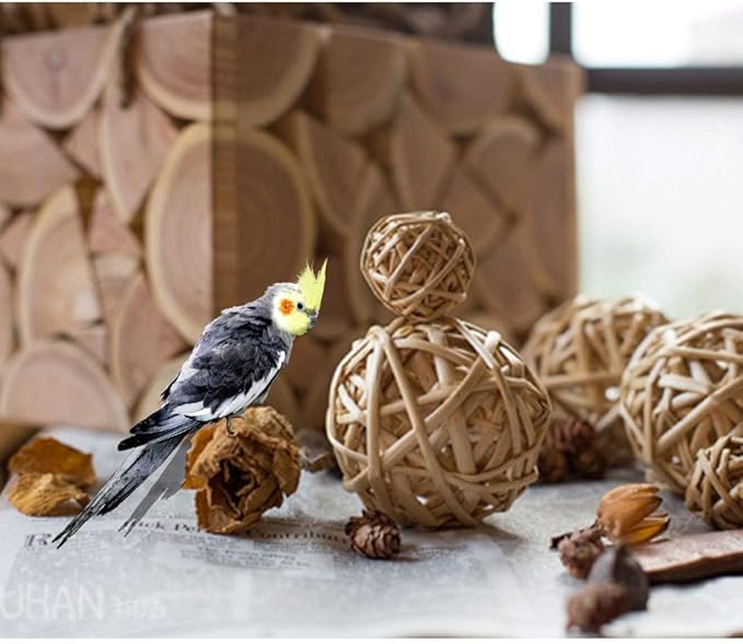 Tfwadmx 10 Pcs Willow Ball, Bird Foraging Toys, Small Animal Chew Toy Activity for Parrot Macaw Hamster Guinea Pig Rat Parakeet Cockatiels Conure Finch Budgerigar Lovebird