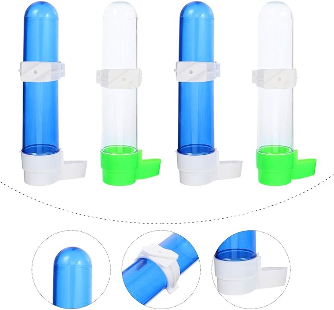 POPETPOP Bird Water Feeder - 4Pcs Bird Water Dispenser Automatic Feeder for Cage Plastic Waterer Cage for Parakeet Budgie Loves Cockatiel