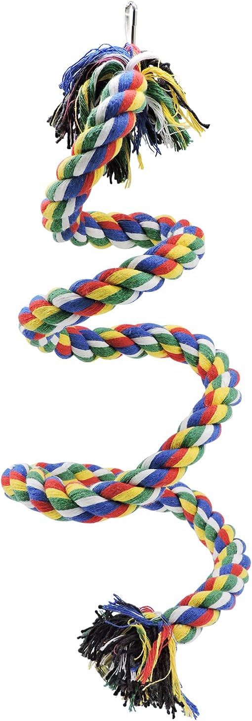 WishLotus Bird Perches, Parrot Colorful Climbing Rope Swing Toys Parrot Stand with Bell and Hanging Clip for Parrots, Budgies, Macaws, Parakeets, and Other Small Birds. (100cm)