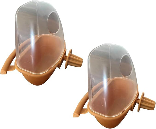 POPETPOP 2pcs Food Water Bird Cup Hooded Bird Cage Plastic Cup Food Bowl s Waterer Feeder Dispenser