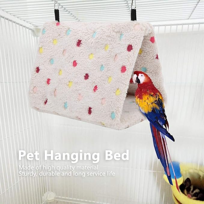 Bird Nest House, Winter Warm Plush Bird House Hammock Hamster Hanging Bed Cave Cage for Budgie Parakeet Cockatiel Conure Sugar Glider(M)