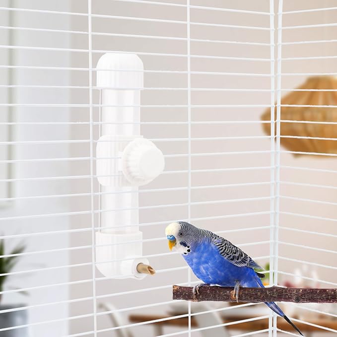 Hypeety 7.4 Fl Oz Leak-Proof Bird Water Bottle for Cage Clear No Spill Automatic Parrot Water Dispenser with Spring Valve for Small Parrots Budgies Finches Cockatiels Lovebirds (White, 7.4 oz/220 ml)