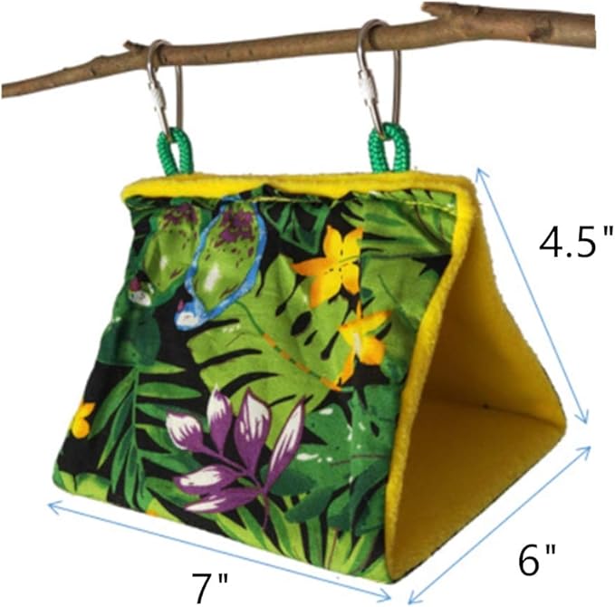KAMA BRIDAL Bird Nest Hanging Cage Tent for Small Pets Parrot Hammock Parakeet Myna Pigeon Parakeet Lovebird Nest Perch Stand Swing (M, Rainforest)