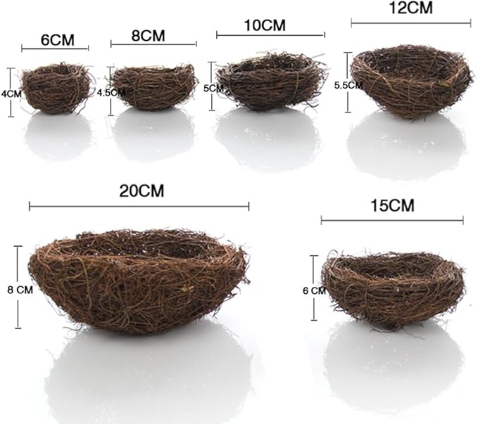 Artificial Birds Nest,4 Set Handmade Natural Easter Fake Birds Nest Rattan Bird Nests DIY Craft Tree Decoration Simulation Bird Nest for Wedding Home Garden Party Decor,6cm