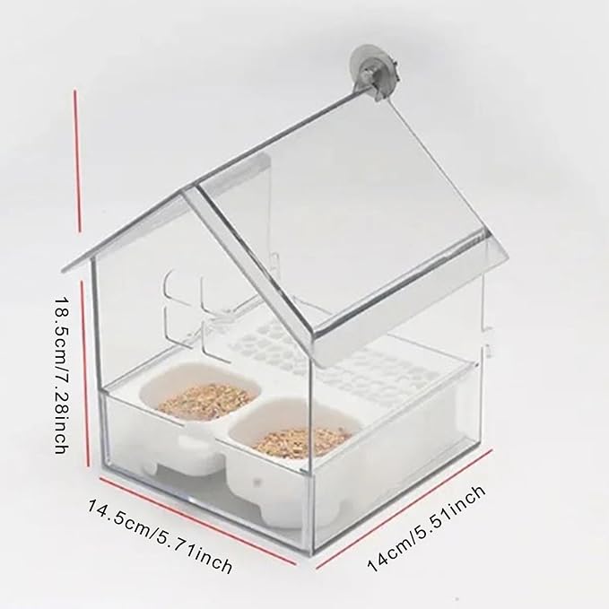 Bird Cage Feeder Parakeet Bathtub Feeding Watering Hanging Shower Box Cage Accessories for Parrot Cockatiels Parakeets, White