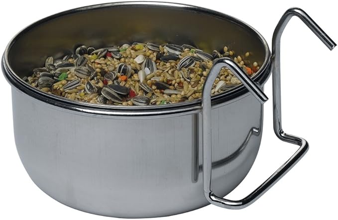 Parrot Feeder by Ferplast, Stainless Steel. Capacity 0.3 to 0.8 L.