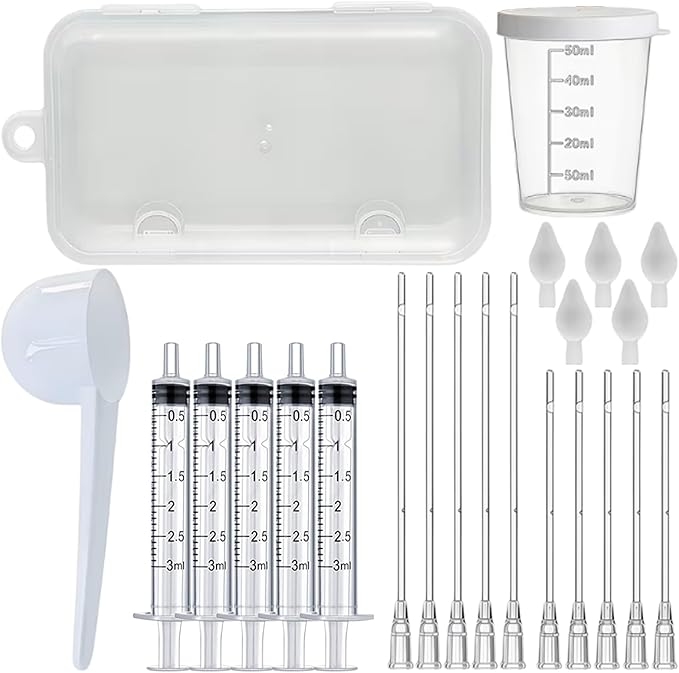 Baby Bird Feeding Syringe Set, Pet Parrot Milk Feeding Syringe with Tubes, Parrot Feeding Tubes Measuring Tools for Feeding Pets Scientific Industrial Labs… (5 pcs 3ml)