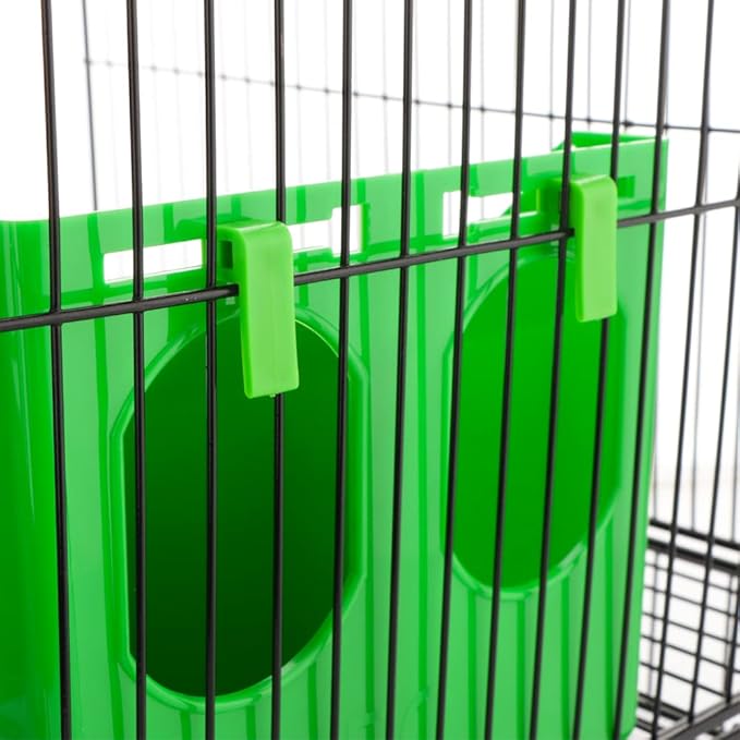 2 Pcs Pigeon Plastic Feeder, Dove Bird Food Feeding Hanging Box for Poultry Pigeon Parrot Budgie Parakeet Cage (Two Holes)