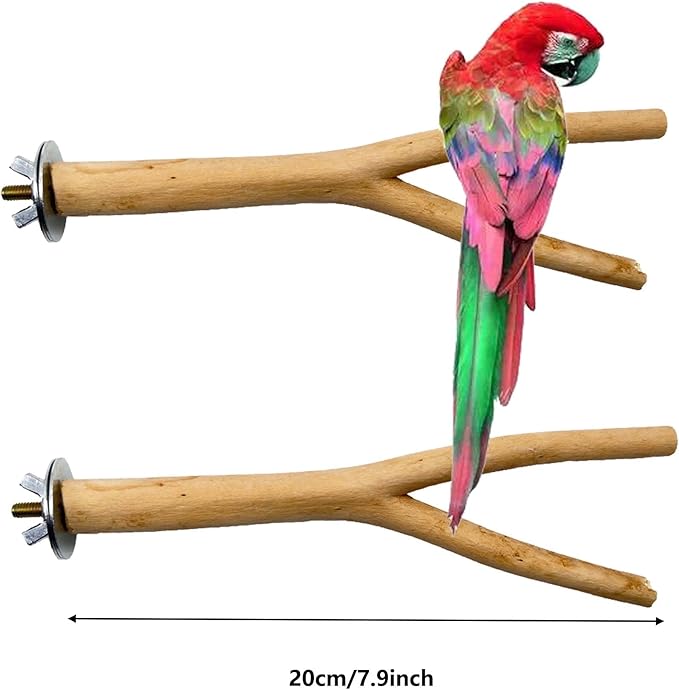 7 PCS Natural Parrot Perch Bird Stand Fork Parakeet Climbing Standing Branches Toy for Small Lovebirds Budgies Cockatiels