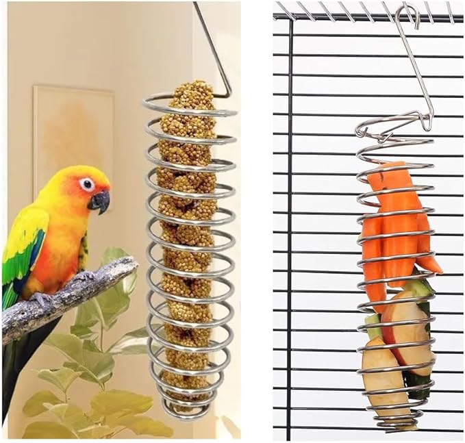 2 Pack Millet Spray Holder Parrot Spray Millet Treat Holder Parakeet Treat Sticks Feeder for Natural Bird Millet Treats Crunch Sticks Bars Bird Chew Toys Carrot Cuttlebone Calcium Block