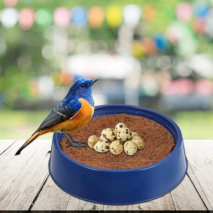 Ipetboom Pigeon Nest, Reusable Bird Nest Set with 5 Replaceable Pads for Indoor and Outdoor Use, Durable Plastic Bird Pad for Breeding, 10.23 X 10.23 X 2.44 Inches, Blue