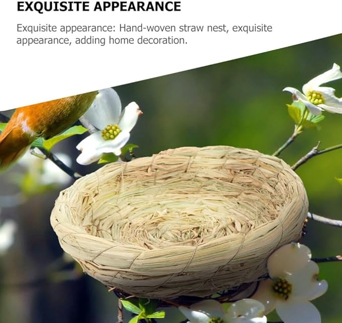 Didiseaon Handwoven Straw Bird Nest for Animals Comfortable Breathable Woven Nest for Parrots Pigeons Easy to Assemble Maintain