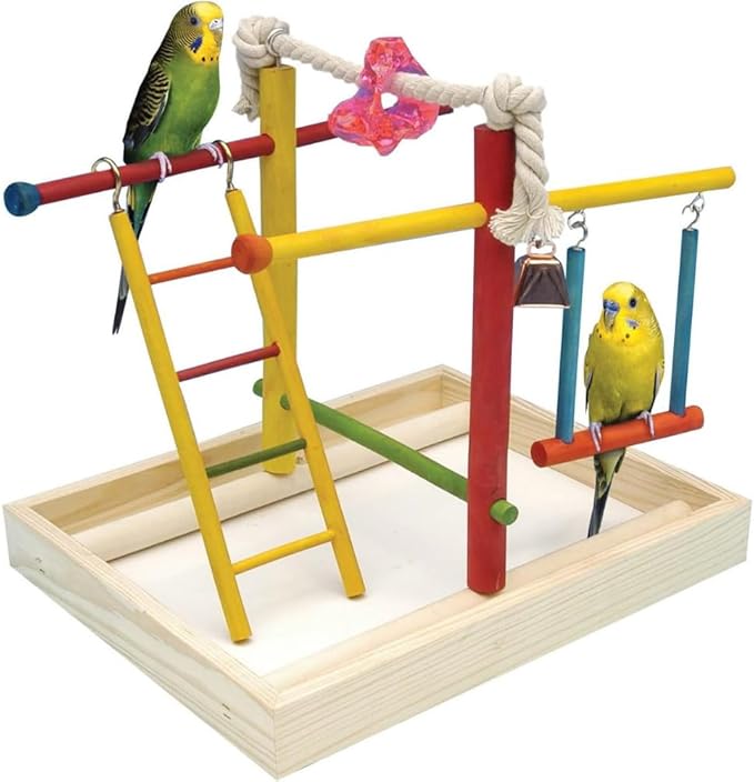 Penn-Plax Bird Life Wooden Playpen – Perfect for Parakeets, Lovebirds, Parrotlets, Cockatiels, and Green Cheek Conures – Medium