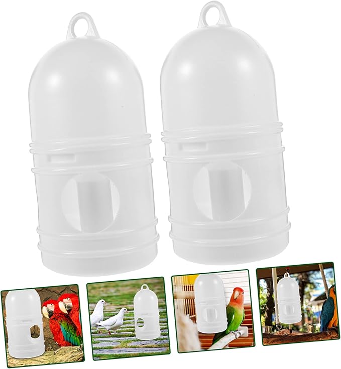 Generic Pigeon Water Dispenser Birds Waterer 2 Pack Plastic Bird Feeding Supply 9.44X4.72X4.72 Inch Clean Odorless Water Feeder for Indoor Outdoor Bird Cages