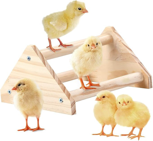 Wooden Chick Perch Stand, Pine Chicks Roosting Bar, Jungle Gym Perch Toys for Chicken Coop & Brooder, Bird Perch for Baby Chicks & Parrots (Small)