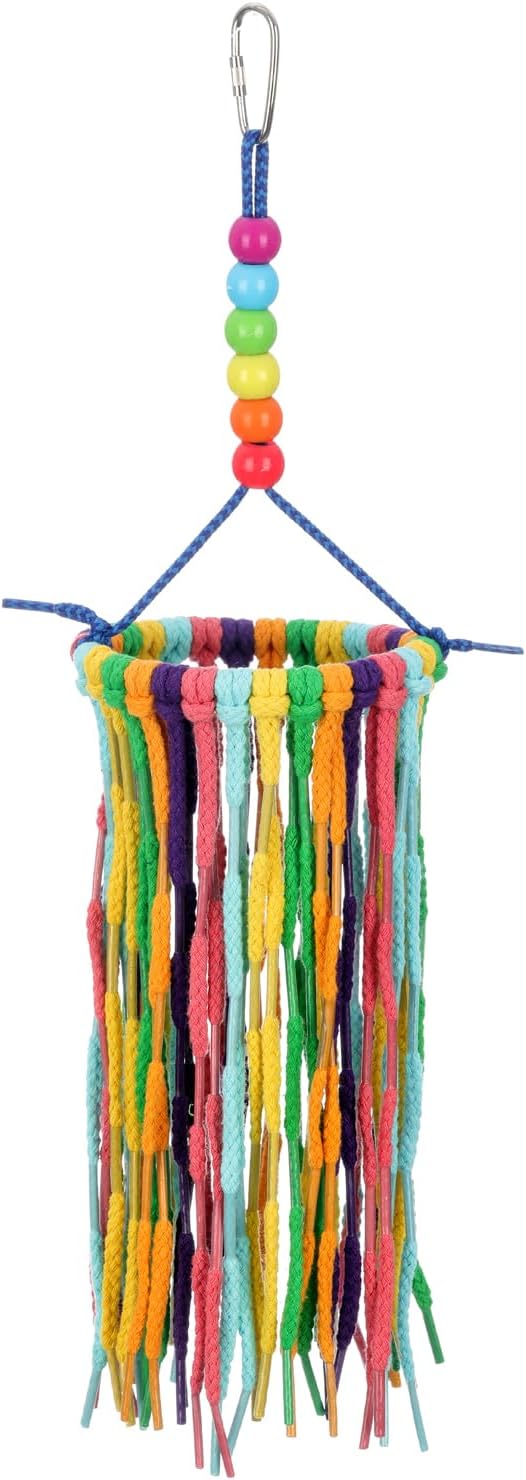 Super Bird Creations SB1203 Large Rainbow Aglets Bird Toy - Satisfies Chewing & Preening Instincts - African Greys Small Cockatoos Parrots - Encourages Curiosity - Ideal for Medium-Large Bird Size