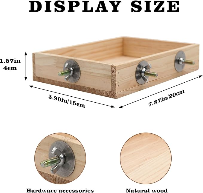 Bird Cage Accessories, Wooden Food Dish for Small to Medium Birds, Bird Feeder for Cage, Food Bowl for Budgie, Cockatiel, Lovebird, Conure, Parakeet, Canary, Kakariki