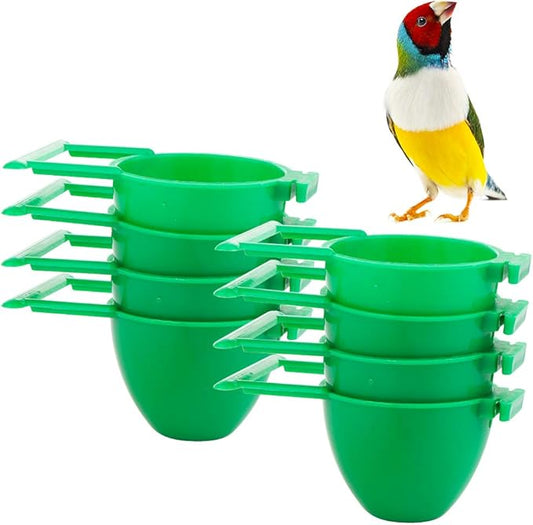 8 Pcs Mini Bird Parrot Food Bowl Feeder Plastic Pigeons Birds Cage Dish Convenient Hanging Container