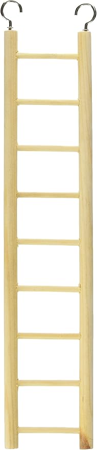 Prevue Pet Products 9-Rung Wood Bird Ladder - Accessories for Small to Medium Birds, Hanging Birdcage Toy for Climbing, Foot Exercise, Beak Use, Mental Enrichment, and Interactive Play