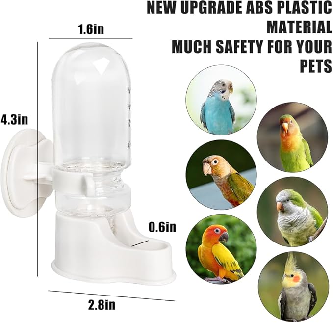 Automatic Pet Bird Water Feeder, Bird Water Dispenser for Cage, Bird Cage Suspended Automatic Water Dispenser, Bird Feeders for Parakeet Budgie Cockatiel Lovebirds Canary Finch (70ml)