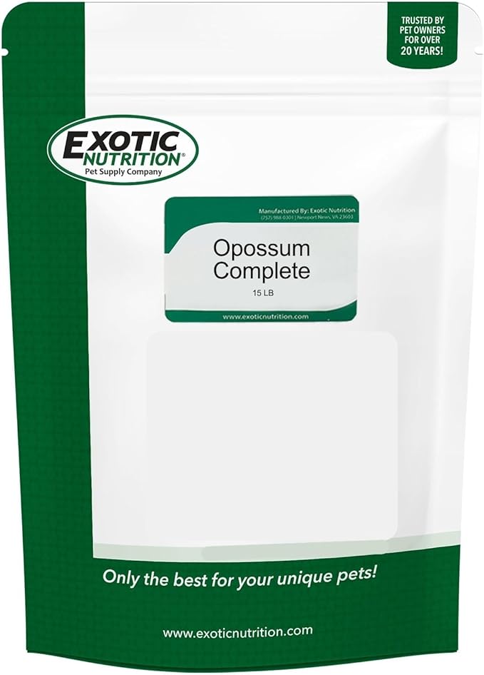 Exotic Nutrition Opossum Complete - Nutritionally Complete Healthy Pellet Diet - Food for Short-Tailed & Virginia Opossums (15 lb.)