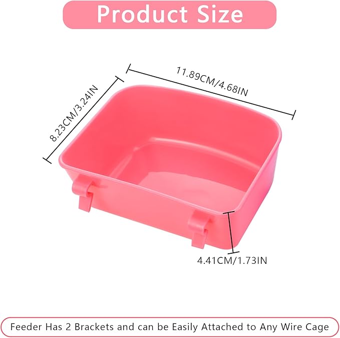4 PCS Cage Cups Rabbit Feeder Waterer, Chicken Birds Feeders Hanging, Food and Water Container for Pet, Bath Water Bowl Universal for Birds Hamsters Rats Rabbit Guinea Pig Small Pets (Blue, Pink)
