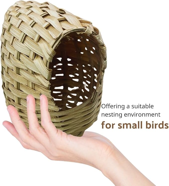 Wicker Nest Baskets for Nesting Finches - 2pcs of Durable Wicker and Comfortable Exotic Bird Nest for Cage, Designed for Finches and Canaries, Perfect Bird Cage Accessories for Small Birds