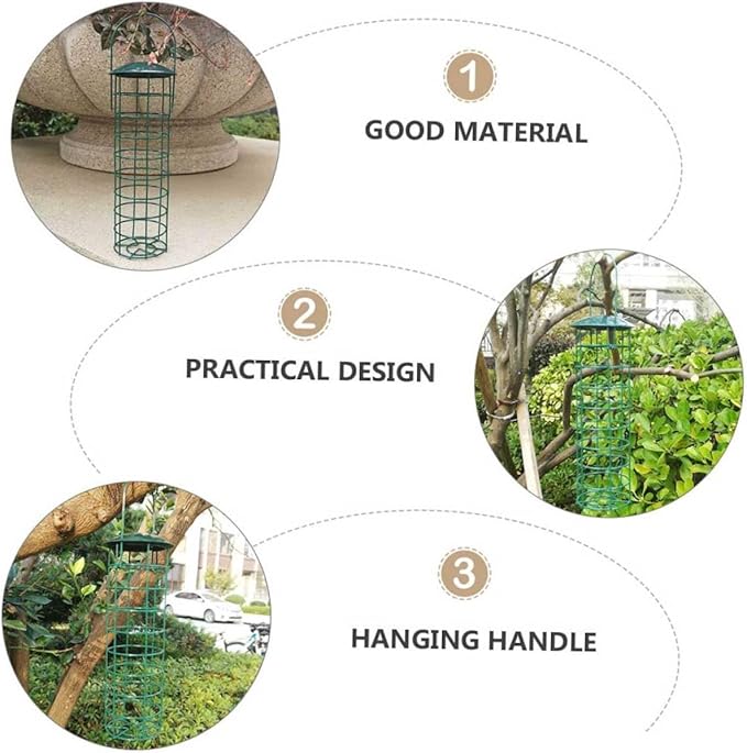 VANZACK 2Pcs Green Outdoor Bird Feeding Tool Hanging Pet Bird Supplies for Garden Courtyards Lightweight and Practical Design for Easy Use