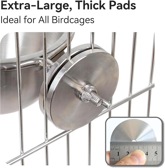 AOTU Anti-Snatch Stainless Steel Parrot Feeding Cups with Locking Buckle - Bird Food & Water Bowls, Essential Bird Cage Accessories for Cockatiel, Conure, Budgie, Macaw Gray Parrot & Small Pets (S)
