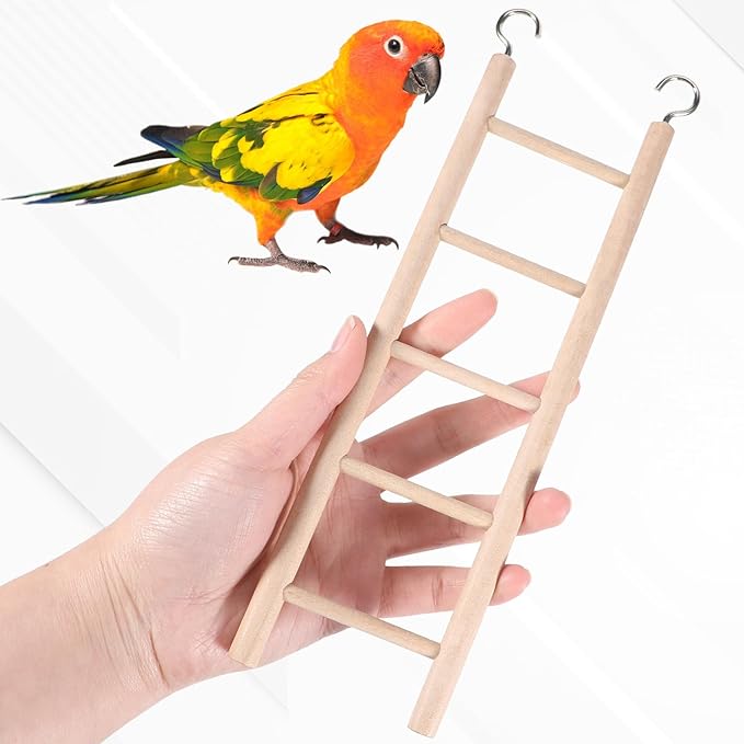 3 PCS Bird Cage Ladder, Parakeet Ladders Bird Ladder for Cage Wooden Hanging Parrot Wood Step Climbing Small Wooden Ladders for Birds Parakeets Parrots Cockatoo Lovebirds (3 Step, 5 Steps, & 7 Steps)