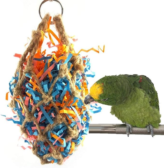 Litewoo Bird Foraging Shredding Nest Chew Hanging Toy for African Grey Cockatoos Conure Parakeet Quaker Cockatiel Cage Accessories