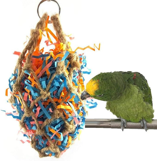 Litewoo Bird Foraging Shredding Nest Chew Hanging Toy for African Grey Cockatoos Conure Parakeet Quaker Cockatiel Cage Accessories