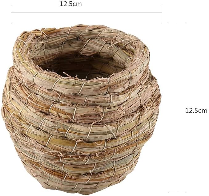 Straw Bird Nest?YOUTHINK Straw Bird Nest Straw Woven Bird Nest Handwoven Birdcage Hanging Bird House Outside Hummingbird House for Parakeet Cockatiel