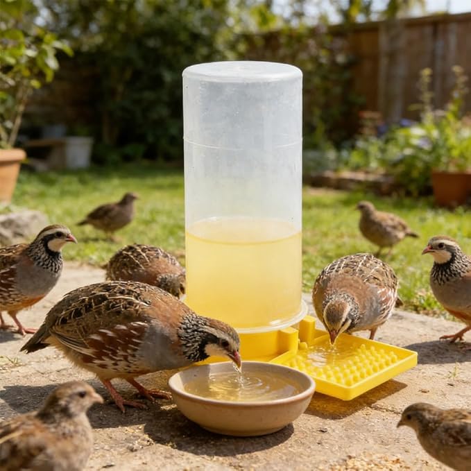 Large Capacity Quail Water Feeder with Small Cleaning Brush,Button Quail Supplies for coturnix cage,Baby Chick Water Feeder for Poultry Starter,Universal for Baby Chicks/Baby Birds(3pcs)