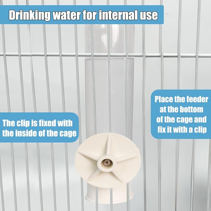 Automatic Pet Bird Water Feeder, Bird Water Dispenser for Cage, Bird Cage Suspended Automatic Water Dispenser, Bird Feeders for Parakeet Budgie Cockatiel Lovebirds Canary Finch (150ml)
