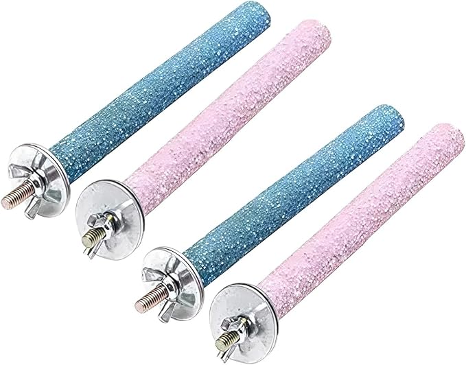 4 Pcs Bird Perch Stand Toy,Random Bird Perch Stand Toy Wood Parrot Grinding Claw Sticks Sanded Cage Toy for Parakeets Finches Parakeet Toys, Sanded Surface Cage Accessories for Parakeets Finches