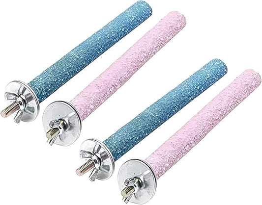 4 Pcs Bird Perch Stand Toy,Random Bird Perch Stand Toy Wood Parrot Grinding Claw Sticks Sanded Cage Toy for Parakeets Finches Parakeet Toys, Sanded Surface Cage Accessories for Parakeets Finches