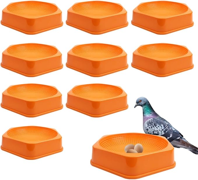 DQITJ 10 Pack Pigeon Nesting Bowl Bird Canary Anti Tip Egg Hatching House with Ventilation Holes for Home Farm (Yellow)