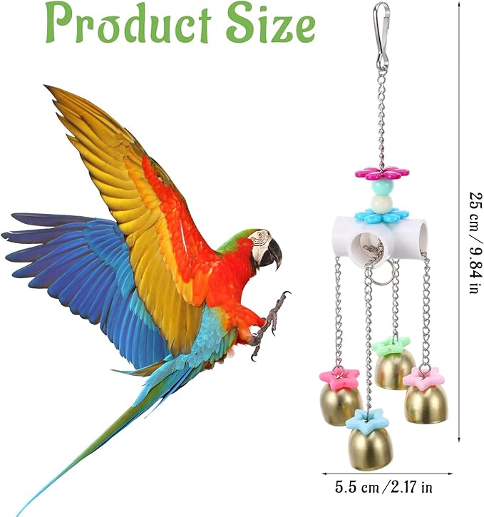 Parrot Bell Toys Bird Parrot Cage Hanging Bells Toys for Budgie, Cockatiels, Conures, and Lovebirds