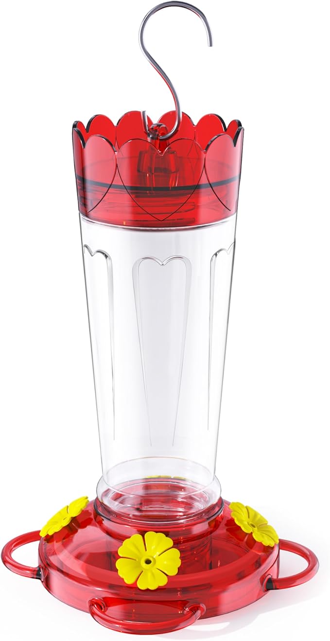 Plastic Hummingbird Feeder, 14 OZ Ant & Bee Proof Hummingbird Feeders for Outdoors Hanging, Leak-Proof Nectar Feeders with 4 Feeding Ports and Perches, Gifts for Mom, Birdlovers