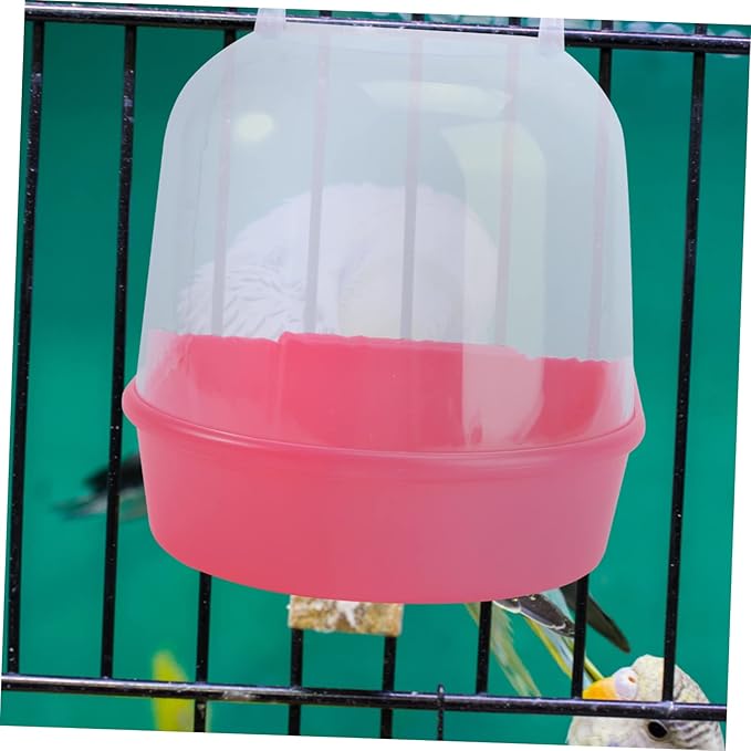 POPETPOP Caged Bird Bath Multi Cage Bird Bath Covered for Small Birds Parrot Canary Parrot(Red)