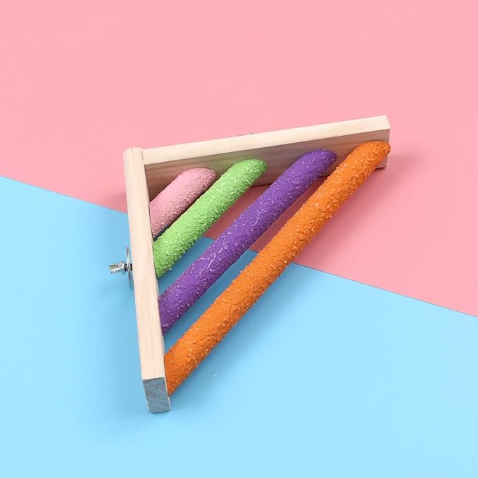 Bird Perch Platform Wooden Parrot Stand Birdcage Corner Playground Colorful Right Angle Perches for Parakeet Cockatiel Guniea Pig Small Animals Random Color