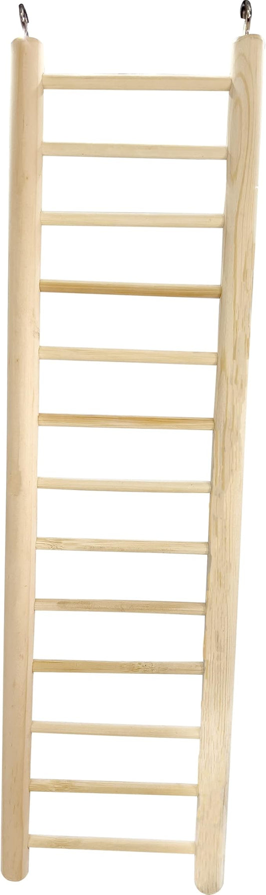 4001 15 Inch Natural Pine Hook Ladder - Classic Wooden Bird cage Ladder, Smoothly Milled Surface, Natural Pine Wood, Stainless Steel Round Hanging Hooks, Great Exercise and Entertainment for Birds
