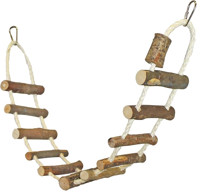 Sisal Rope Ladder - Natural Interactive Climbing Cage Accessory - for Sugar Gliders, Squirrels, Degus, Marmosets, Monkeys, Rats, Parrots, Birds, Hamsters, Gerbils & Other Small Pets