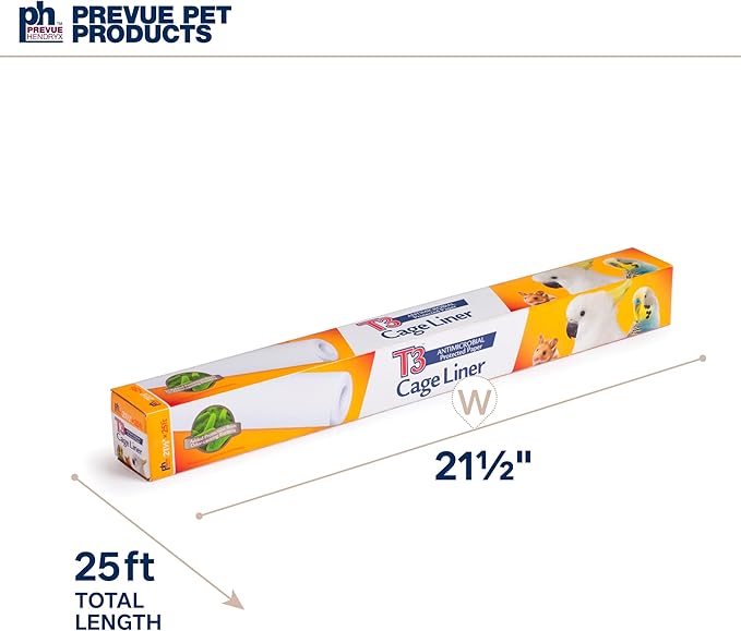 Prevue Pet Products T3 Cage Liner - Bird Cage Accessories, 25 ft Odor Absorbent Protection, Universal Liner for All Birds, Fits Small, Medium, and Large Enclosures, Simplifies Cleaning - Regular Size