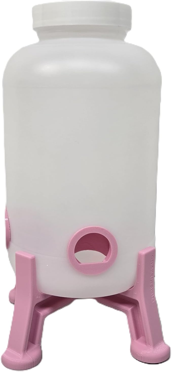 Quail Feeder Container with Feeding Ports and Stand | Ports are 3D Printed | Made in USA (4-Quart, Pink)